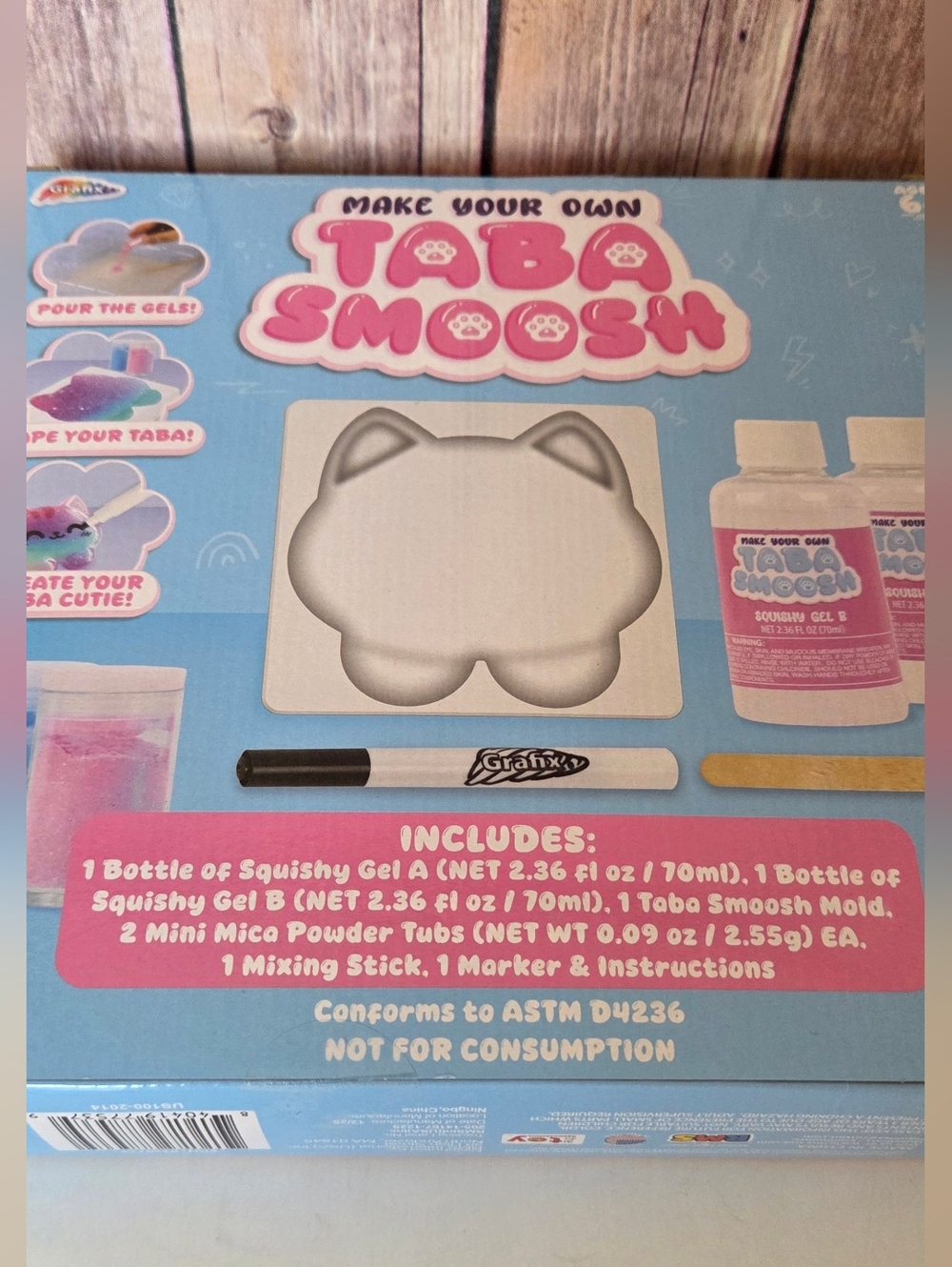 Make Your Own Taba Smoosh Kit Pastel Glitter Cat Design NIB - Picture 10 of 10